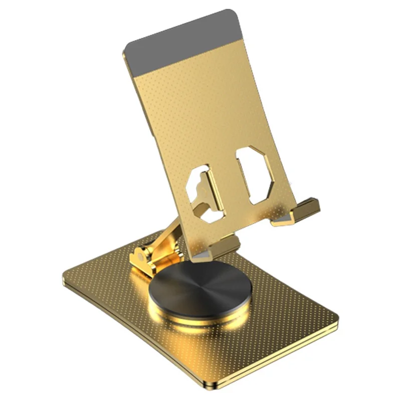 025 Soporte ajustable de aleación de aluminio Plegable Soporte de escritorio para smartphones de 4.7 - 12 pulgadas, tabletas, lectores electrónicos - Oro
