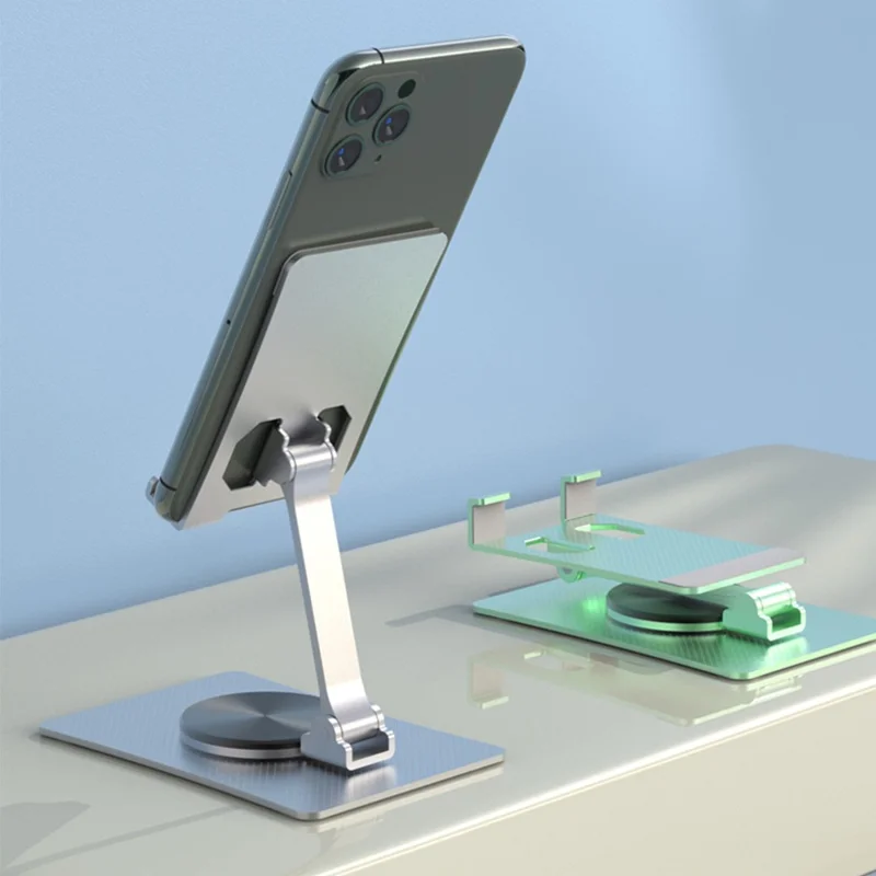 025 Support de bureau pliable en alliage d'aluminium réglable pour smartphones de 4,7 à 12 pouces, tablettes, liseuses électroniques - Noir