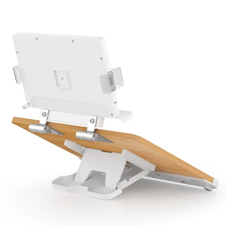 BG-5S Desktop Book Reading Stand Multi-Angle Adjustable Folding PC Tablet Holder with Book Clip