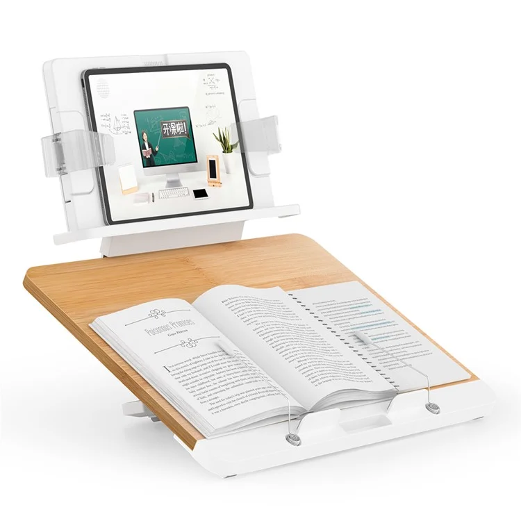 BG-5S Desktop Book Reading Stand Multi-Angle Adjustable Folding PC Tablet Holder with Book Clip