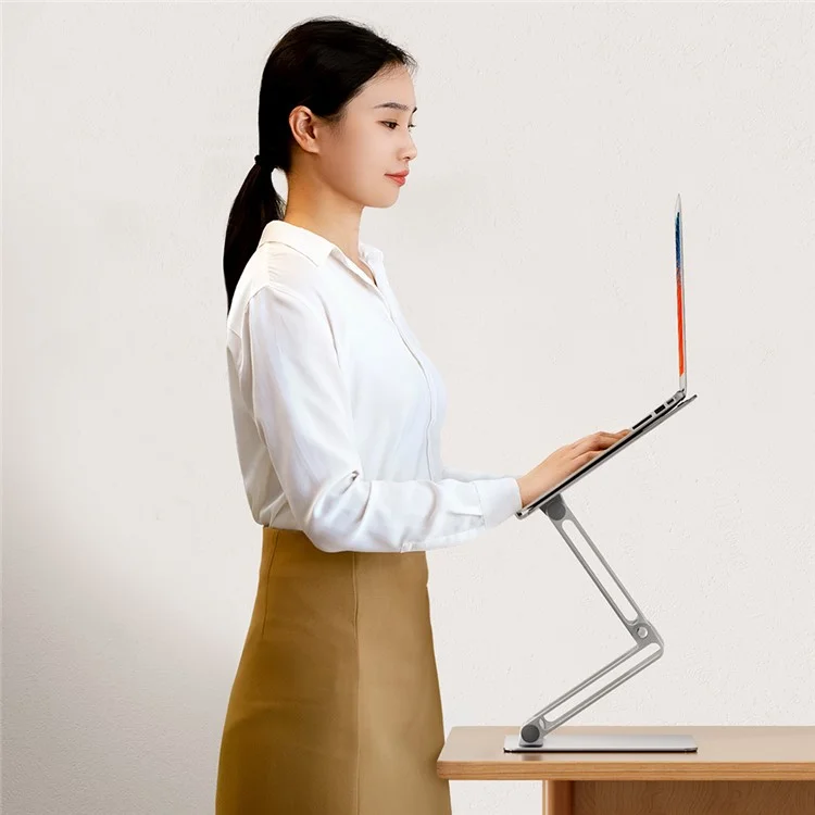 AP-2DH Folding Portable Desktop Laptop Holder for iPhone 16 / 16 Plus / 16 Pro / 16 Pro Max Multi-Angle Adjustable Aluminum Alloy Notebook Stand