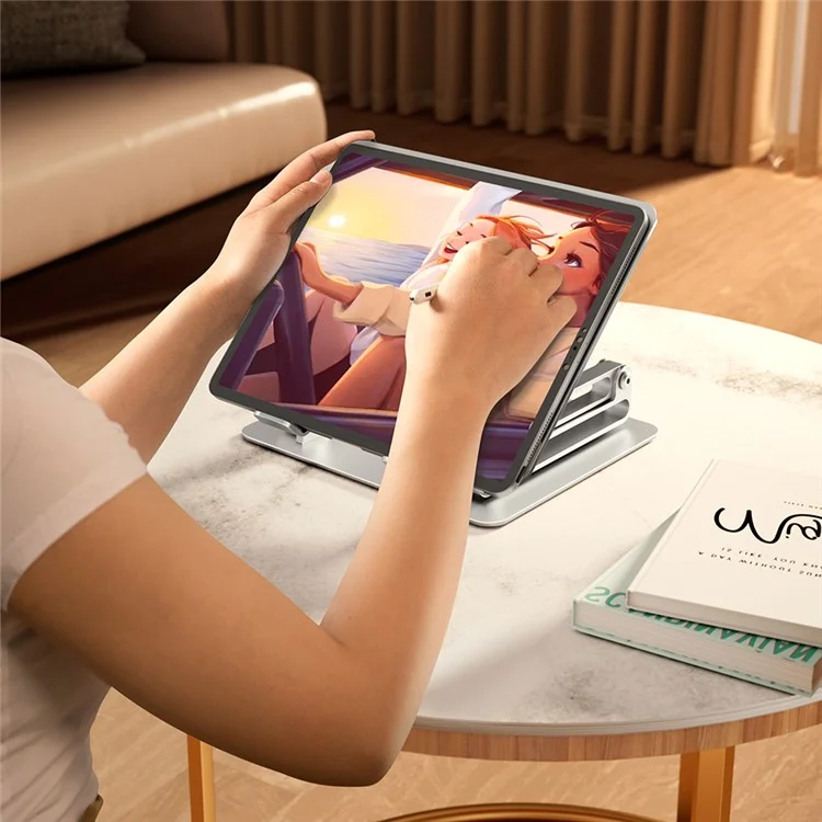 AP-2DH Folding Portable Desktop Laptop Holder for iPhone 16 / 16 Plus / 16 Pro / 16 Pro Max Multi-Angle Adjustable Aluminum Alloy Notebook Stand