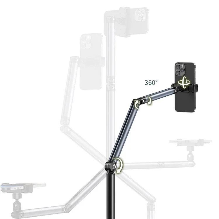 XIAOTIAN L58 Phone Floor Stand for iPhone 16 / 16 Plus / 16 Pro / 16 Pro Max 1.6m Adjustable Mobile Phone Holder Phone Arm Mount with Base