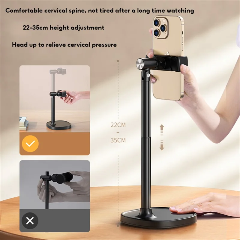 XIAOTIAN X66 Pro Supporto Telescopico per Telefono per iPhone 16 / 16 Plus / 16 Pro / 16 Pro Max, Supporto Regolabile in Altezza e Angolo in Acciaio al Carbonio - Nero