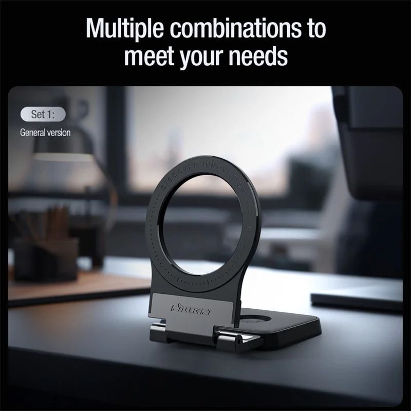 NILLKIN Magnetic Holder Ring Stand with Single Base Foldable Phone Mount Dock Compatible with Magsafe
