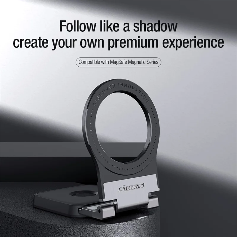 NILLKIN Magnetic Holder Ring Stand with Single Base Foldable Phone Mount Dock Compatible with Magsafe