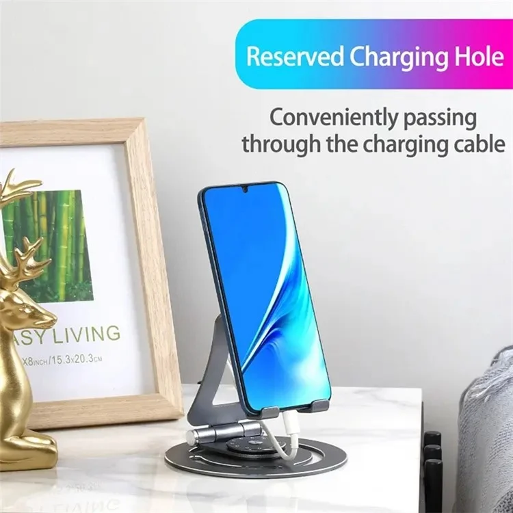 G60 Portable Phone Stand Folding 360-Degree Rotating Desktop Cell Phone Holder, L Size - Silver