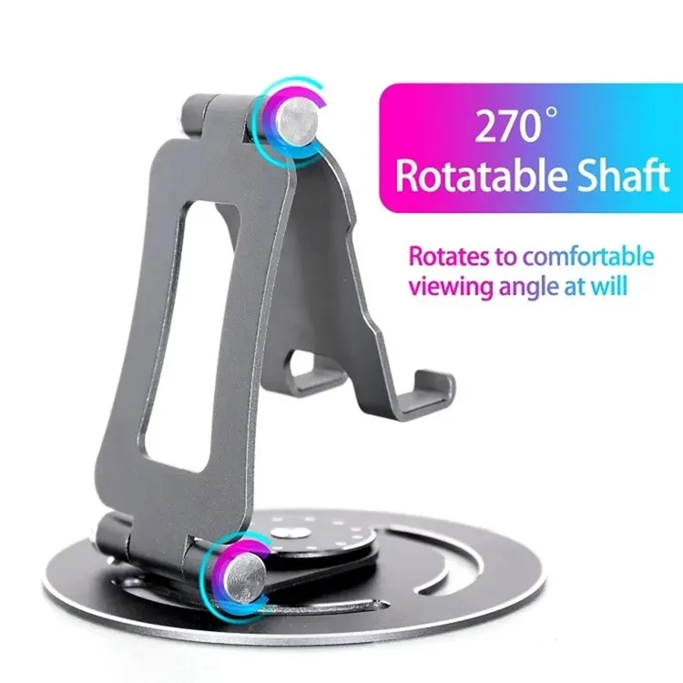 G60 Portable Phone Stand Folding 360-Degree Rotating Desktop Cell Phone Holder, L Size - Silver