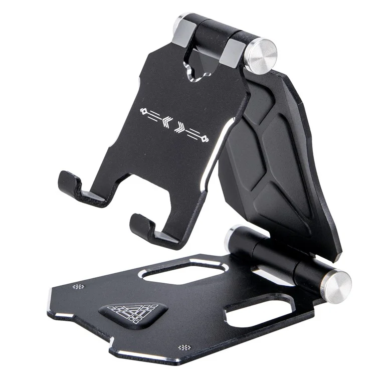 G52 Small Size Folding Phone Stand für iPhone 16 / 16 Plus / 16 Pro / 16 Pro Max Aluminiumlegierung Verstellbarer Desktop-Smartphone-Halter - Schwarz