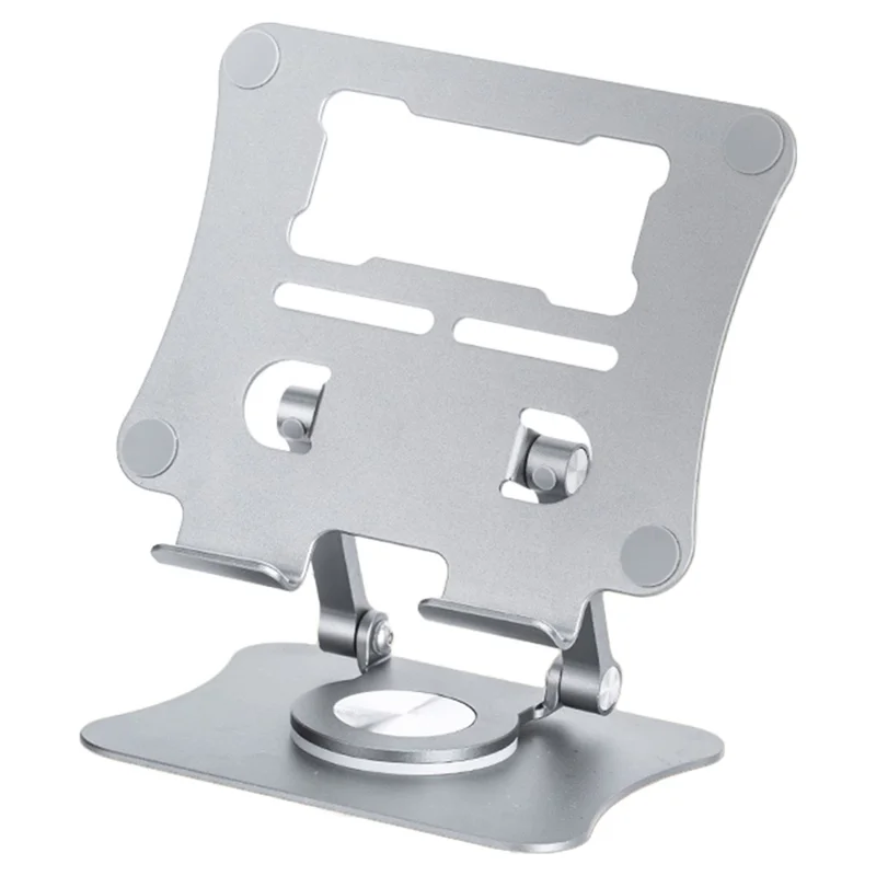 G68 Desktop Faltbarer Telefonständer Tablet für iPhone 16 / 16 Plus / 16 Pro / 16 Pro Max Aluminiumlegierung 360-Grad drehbar Tablet-Halter - Silber