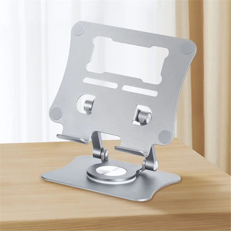 G68 Desktop Faltbarer Telefonständer Tablet für iPhone 16 / 16 Plus / 16 Pro / 16 Pro Max Aluminiumlegierung 360-Grad drehbar Tablet-Halter - Silber