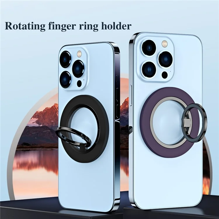 Cell Phone Kickstand 360-Degree Rotating Phone Back Stand Alloy Magnetic Phone Holder - Electroplating / Black