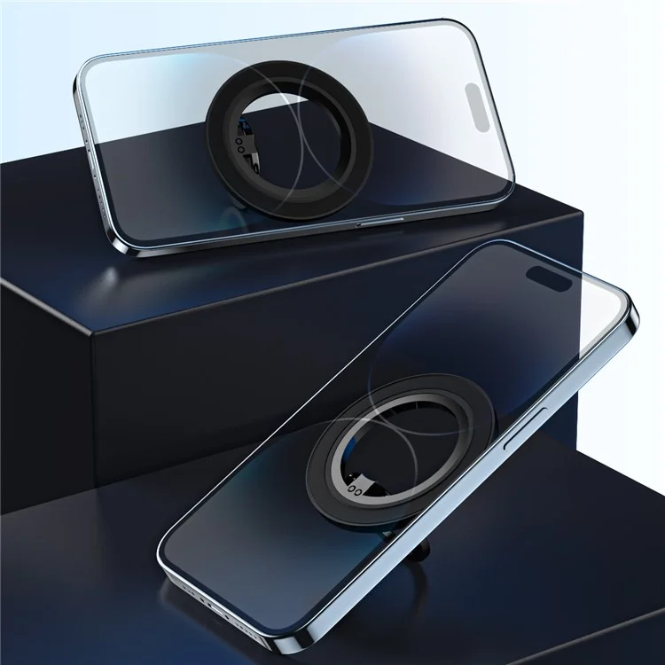 Cell Phone Kickstand 180-Degree Rotating Phone Back Stand Alloy Magnetic Phone Holder - Electroplating / Black