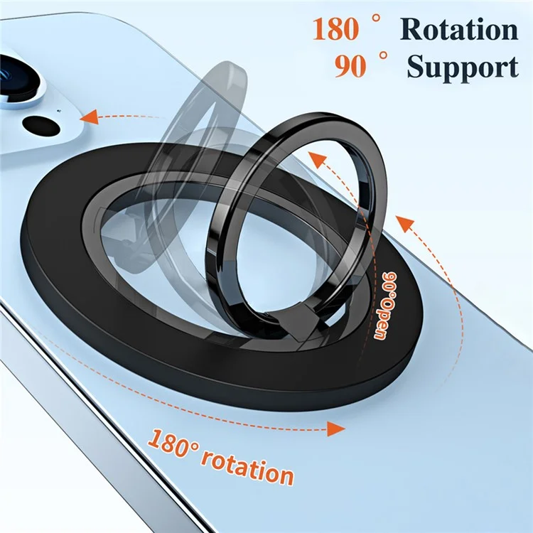 Cell Phone Kickstand 360-Degree Rotating Phone Back Stand Alloy Magnetic Phone Holder - Electroplating / Black