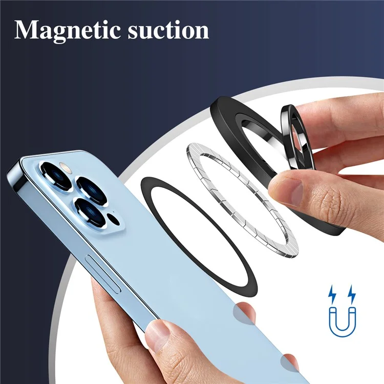 Cell Phone Kickstand 180-Degree Rotating Phone Back Stand Alloy Magnetic Phone Holder - Electroplating / Black