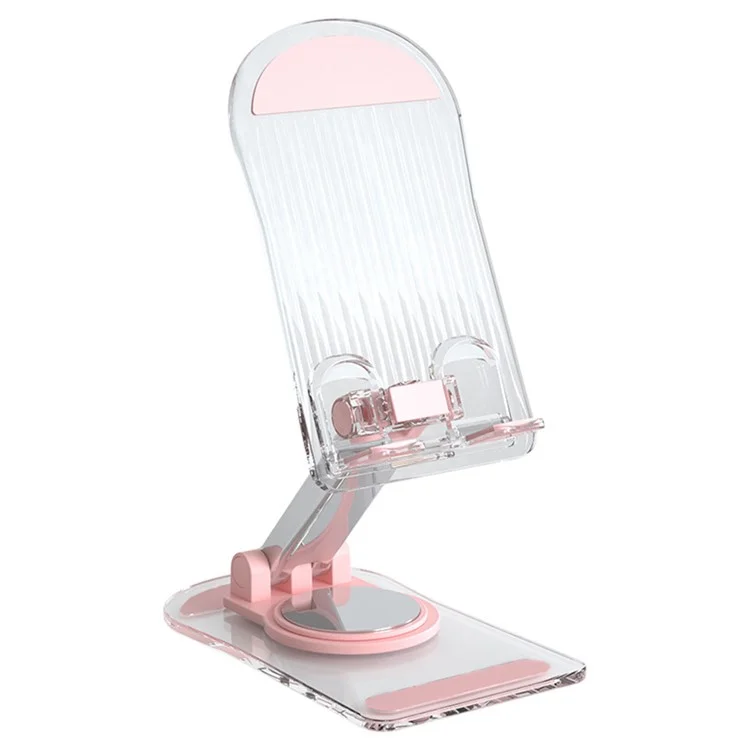 Transparent Acrylic Cell Phone Holder for iPhone 16 / 16 Plus / 16 Pro / 16 Pro Max Desktop Stand Non-Slip Phone Tablet Bracket - Pink