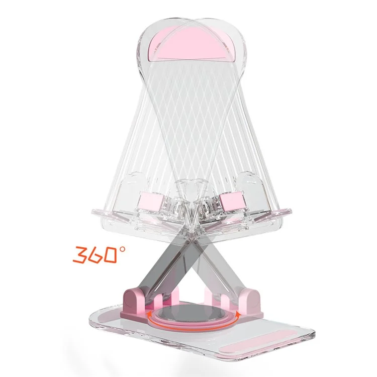 Transparent Acrylic Cell Phone Holder for iPhone 16 / 16 Plus / 16 Pro / 16 Pro Max Desktop Stand Non-Slip Phone Tablet Bracket - Pink