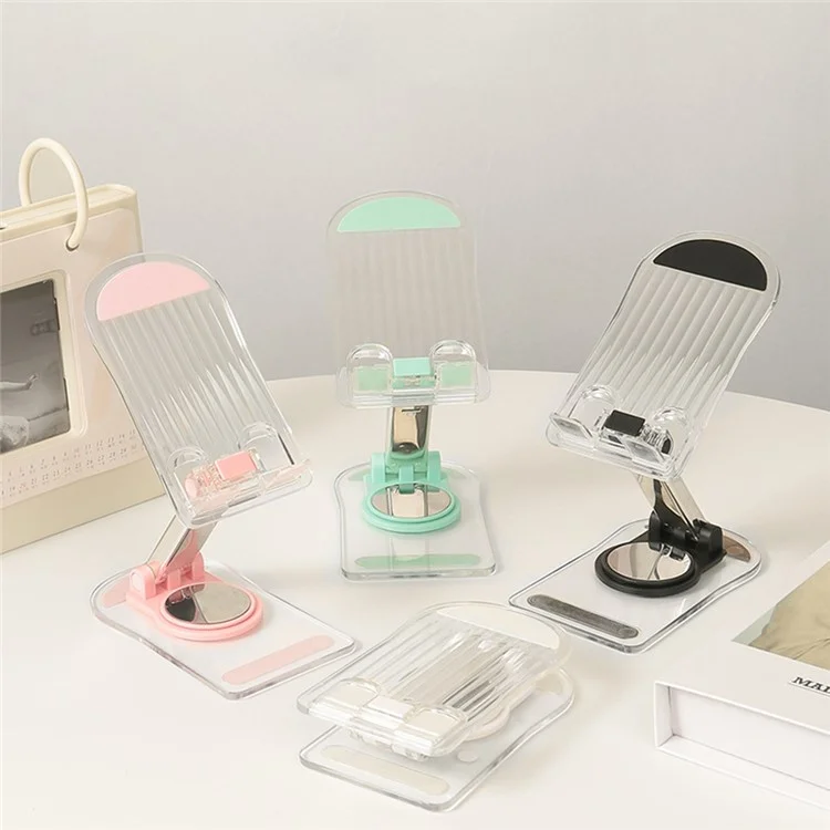 Transparent Acrylic Cell Phone Holder for iPhone 16 / 16 Plus / 16 Pro / 16 Pro Max Desktop Stand Non-Slip Phone Tablet Bracket - Pink