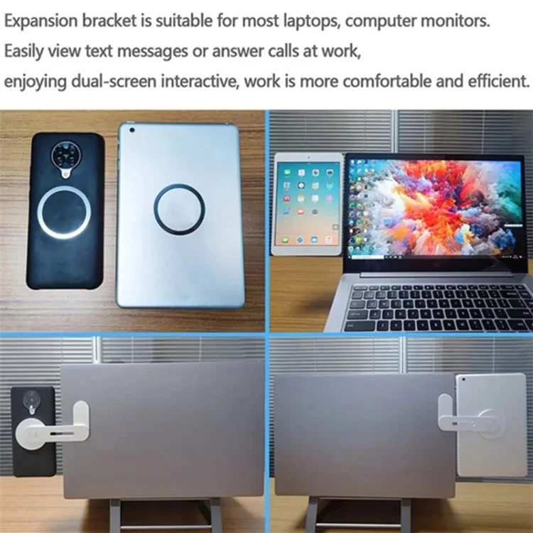 Magnetic Laptop Phone Holder Aluminum Alloy Portable Computer Expansion Bracket - Silver