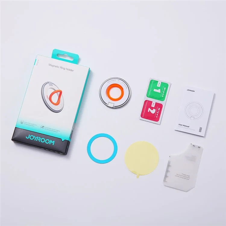 JOYROOM JR-ZS383 Magnetic Kickstand Compatible with Magsafe Grip Phone Holder Finger Ring Stand - White Orange