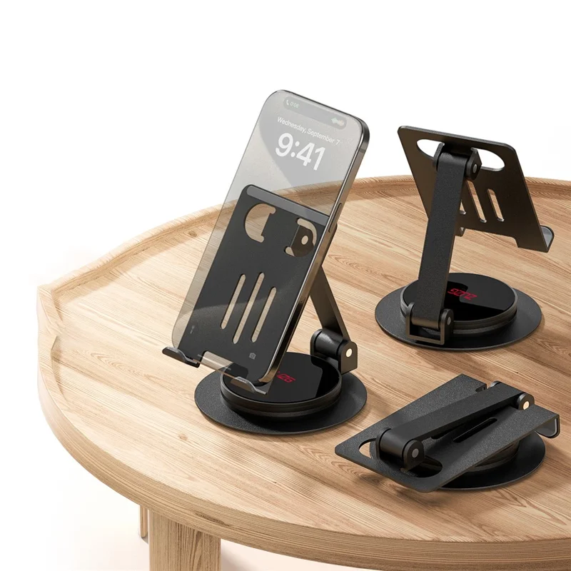ZUZG Z21 Adjustable Desktop Phone Mount for iPhone 16 / 16 Plus / 16 Pro / 16 Pro Max Carbon Steel Rotary Foldable Phone Tablet Stand Holder