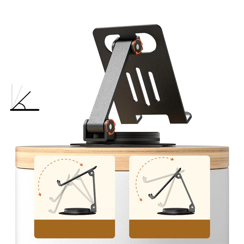 ZUZG Z21 Adjustable Desktop Phone Mount for iPhone 16 / 16 Plus / 16 Pro / 16 Pro Max Carbon Steel Rotary Foldable Phone Tablet Stand Holder
