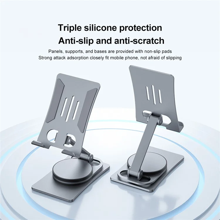ZUZG Z18 Alloy Phone Holder for iPhone 16 / 16 Plus / 16 Pro / 16 Pro Max 360° Rotary Desk Mount Stand for Mobile Phone Tablet