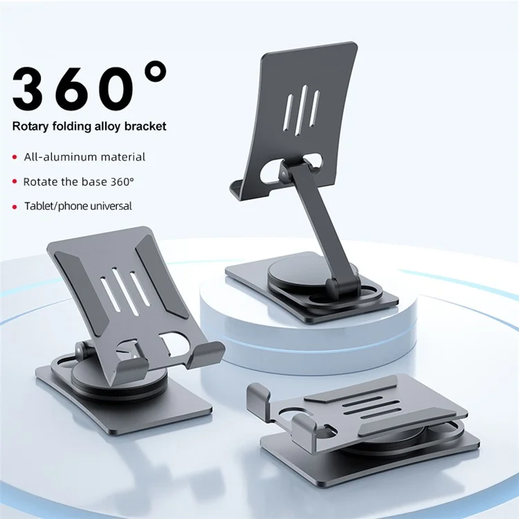 ZUZG Z18 Alloy Phone Holder for iPhone 16 / 16 Plus / 16 Pro / 16 Pro Max 360° Rotary Desk Mount Stand for Mobile Phone Tablet