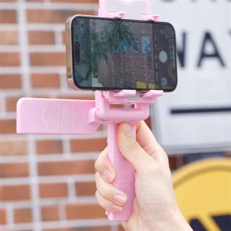 707 Cellphone Desktop Holder Mount Phone Cooler Vlogging Selfie Phone Clip Conveniente per iPhone 16 / 16 Plus / 16 Pro / 16 Pro Max - Rosa