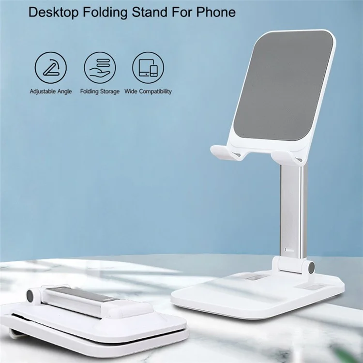 DEVIA Phone Stand Adjustable Foldable Desktop Phone Holder Tablets Cradle Dock for iPhone 16 / 16 Plus / 16 Pro / 16 Pro Max - White