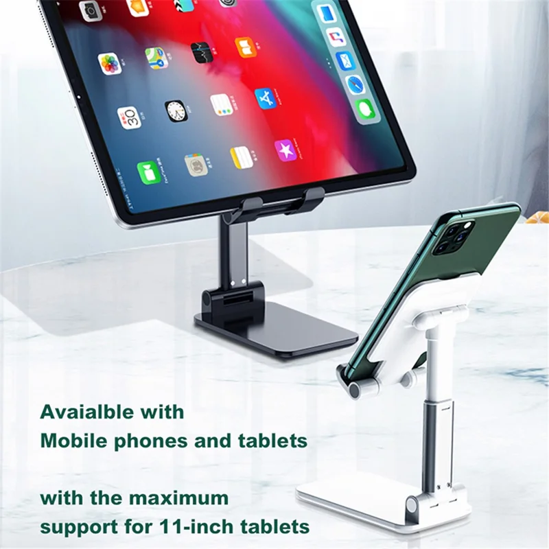 DEVIA ES054 Foldbar telefonstativ, højdejusterbart mobilholder til skrivebord til iPhone 16 / 16 Plus / 16 Pro / 16 Pro Max - Sort