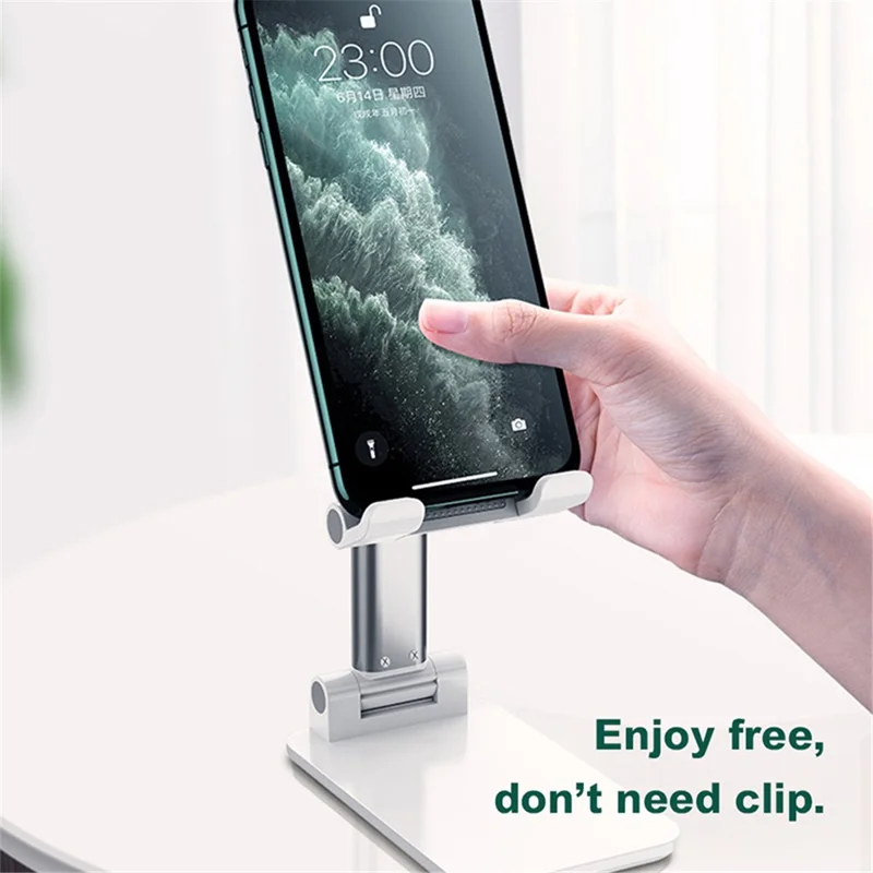 DEVIA ES054 Foldbar telefonstativ, højdejusterbart mobilholder til skrivebord til iPhone 16 / 16 Plus / 16 Pro / 16 Pro Max - Sort