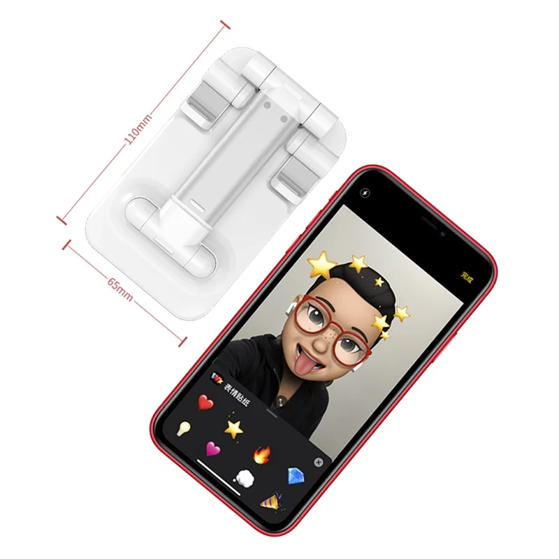 DEVIA ES054 Foldbar telefonstativ, højdejusterbart mobilholder til skrivebord til iPhone 16 / 16 Plus / 16 Pro / 16 Pro Max - Sort