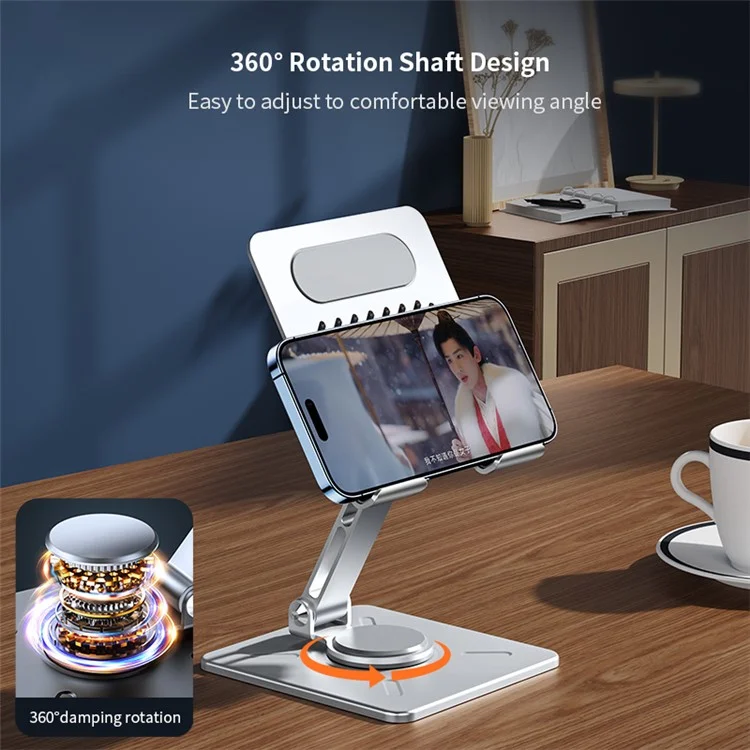 XUNDD XDHO-027 Rotationsuntergestell für Desktop-Tablet-Ständer für iPhone 16 / 16 Plus / 16 Pro / 16 Pro Max - Silber
