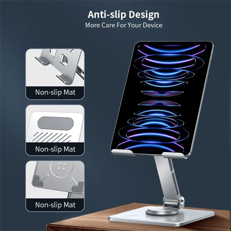 XUNDD XDHO-027 Rotationsuntergestell für Desktop-Tablet-Ständer für iPhone 16 / 16 Plus / 16 Pro / 16 Pro Max - Silber