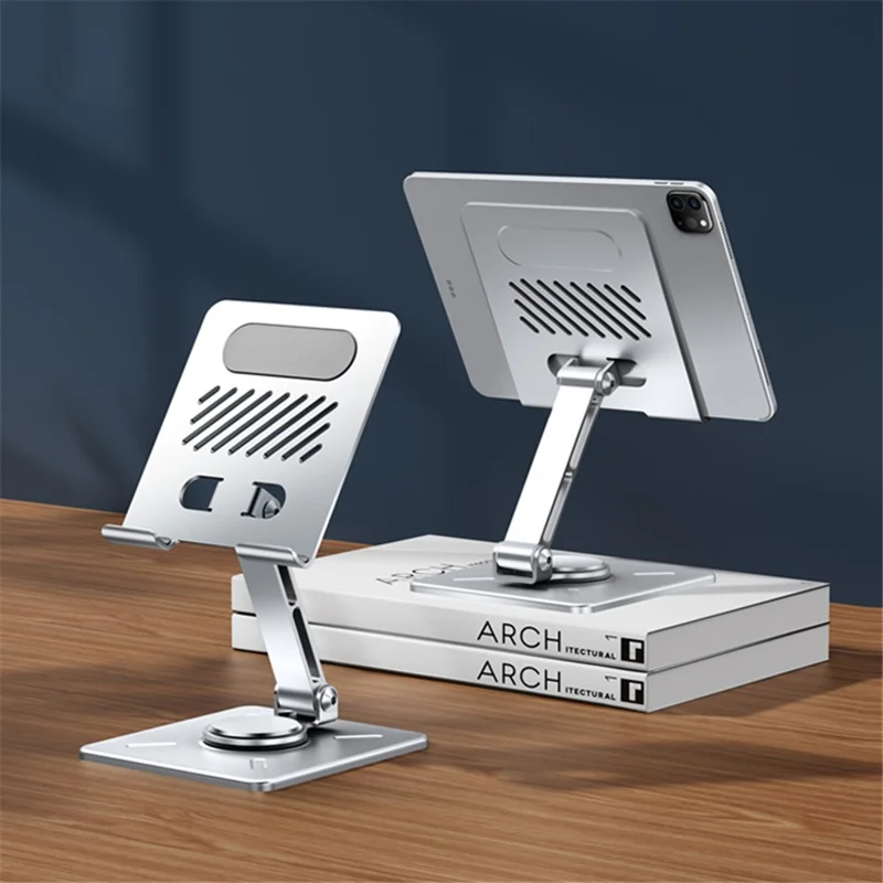 XUNDD XDHO-027 Rotation Foldable Desktop Holder Tablet Stand for iPhone 16 / 16 Plus / 16 Pro / 16 Pro Max - Grey
