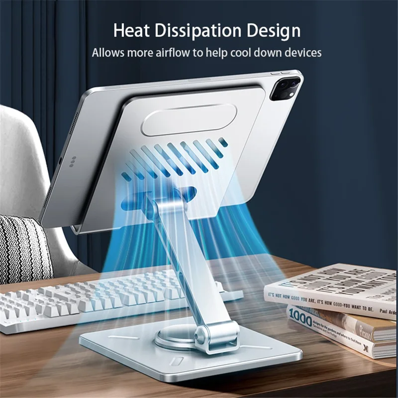 XUNDD XDHO-027 Rotation Foldable Desktop Holder Tablet Stand for iPhone 16 / 16 Plus / 16 Pro / 16 Pro Max - Grey