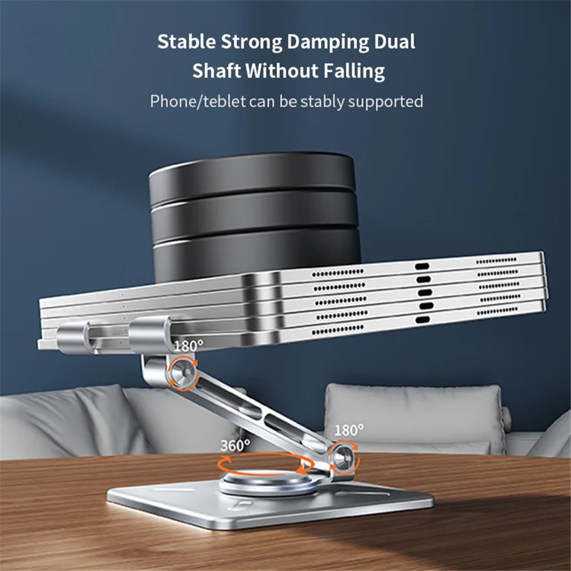 XUNDD XDHO-027 Rotation Foldable Desktop Holder Tablet Stand for iPhone 16 / 16 Plus / 16 Pro / 16 Pro Max - Grey