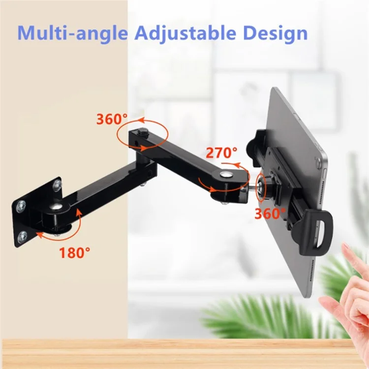 Wall-Mounted Extendable Tablet Smartphone Holder with Long Arm for iPhone 16 / 16 Plus / 16 Pro / 16 Pro Max 4-13 Inch Devices