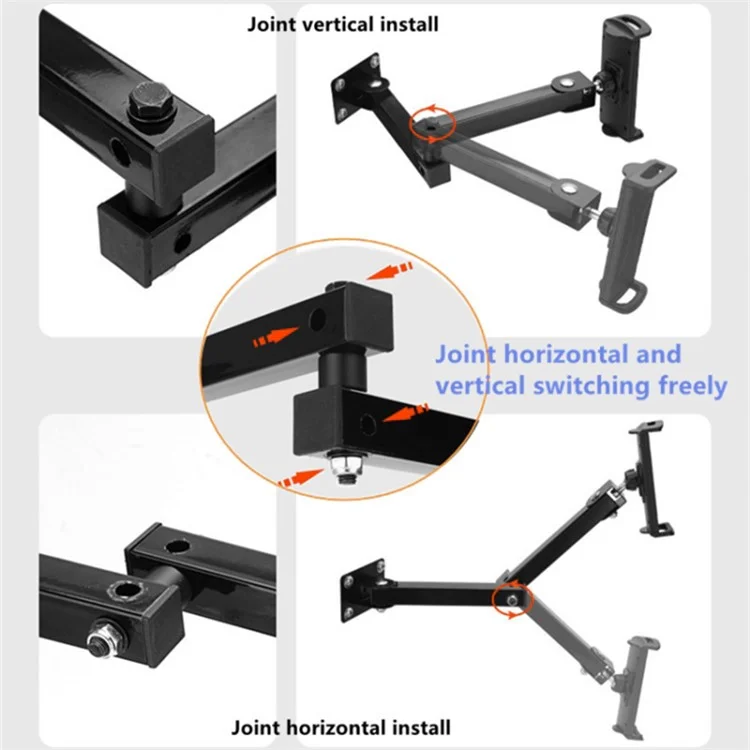 Wall-Mounted Extendable Tablet Smartphone Holder with Long Arm for iPhone 16 / 16 Plus / 16 Pro / 16 Pro Max 4-13 Inch Devices