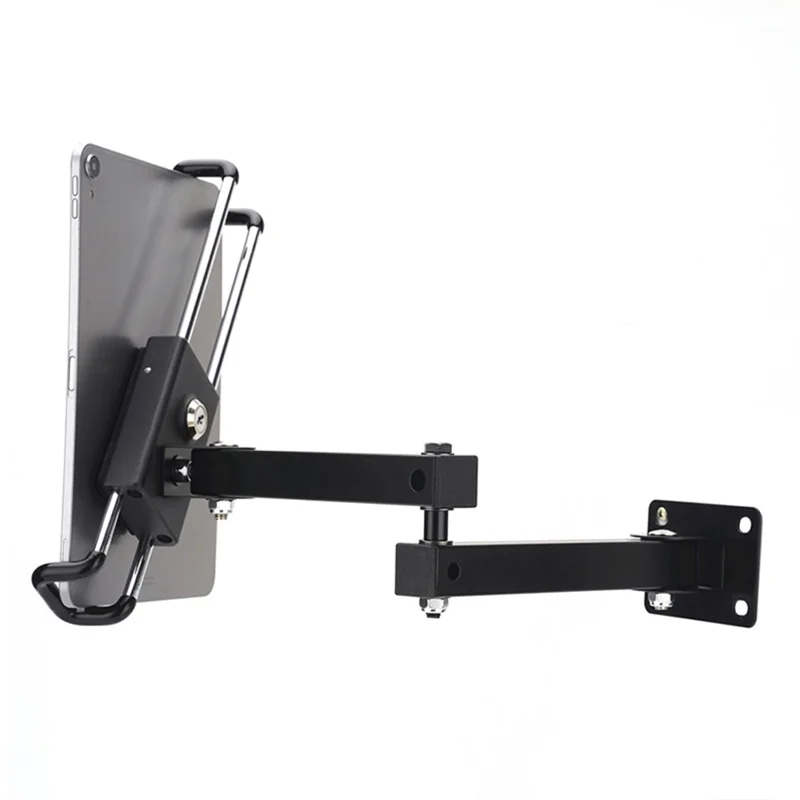 Folding Metal Wall Mount Tablet Holder with Anti-Theft Safety Lock for iPhone 16 / 16 Plus / 16 Pro / 16 Pro Max