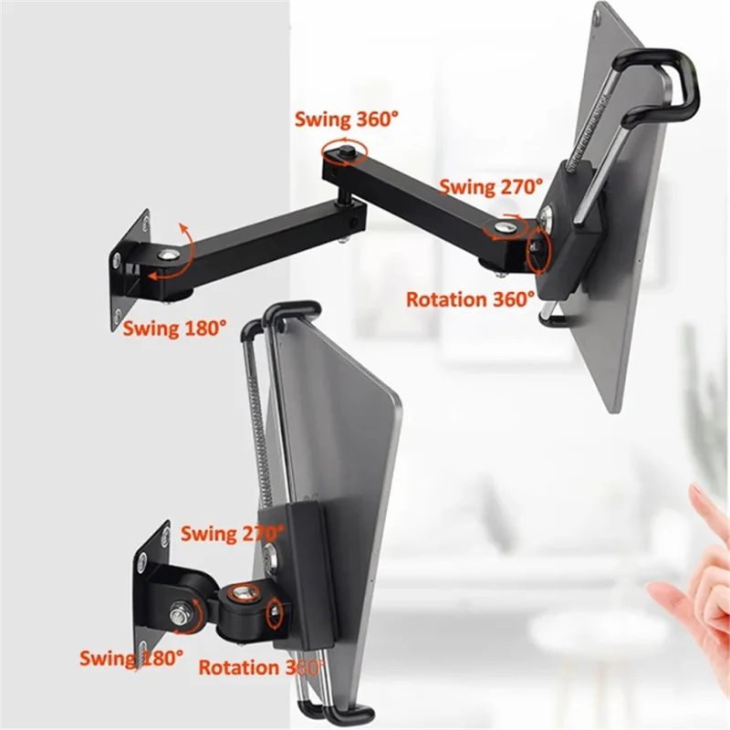 Folding Metal Wall Mount Tablet Holder with Anti-Theft Safety Lock for iPhone 16 / 16 Plus / 16 Pro / 16 Pro Max