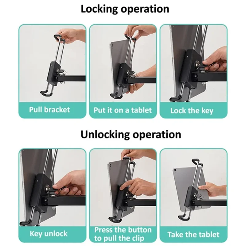 Folding Metal Wall Mount Tablet Holder with Anti-Theft Safety Lock for iPhone 16 / 16 Plus / 16 Pro / 16 Pro Max