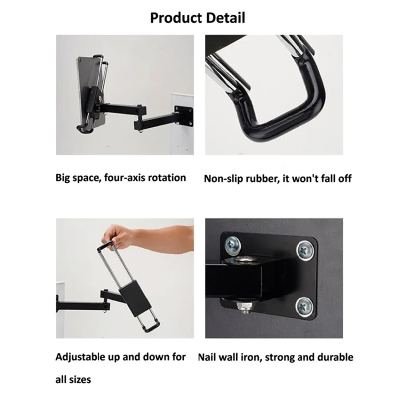 Folding Metal Wall Mount Tablet Holder with Anti-Theft Safety Lock for iPhone 16 / 16 Plus / 16 Pro / 16 Pro Max