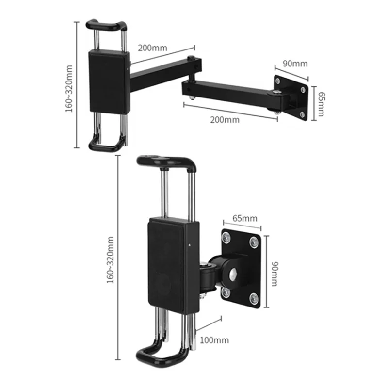 Folding Metal Wall Mount Tablet Holder with Anti-Theft Safety Lock for iPhone 16 / 16 Plus / 16 Pro / 16 Pro Max