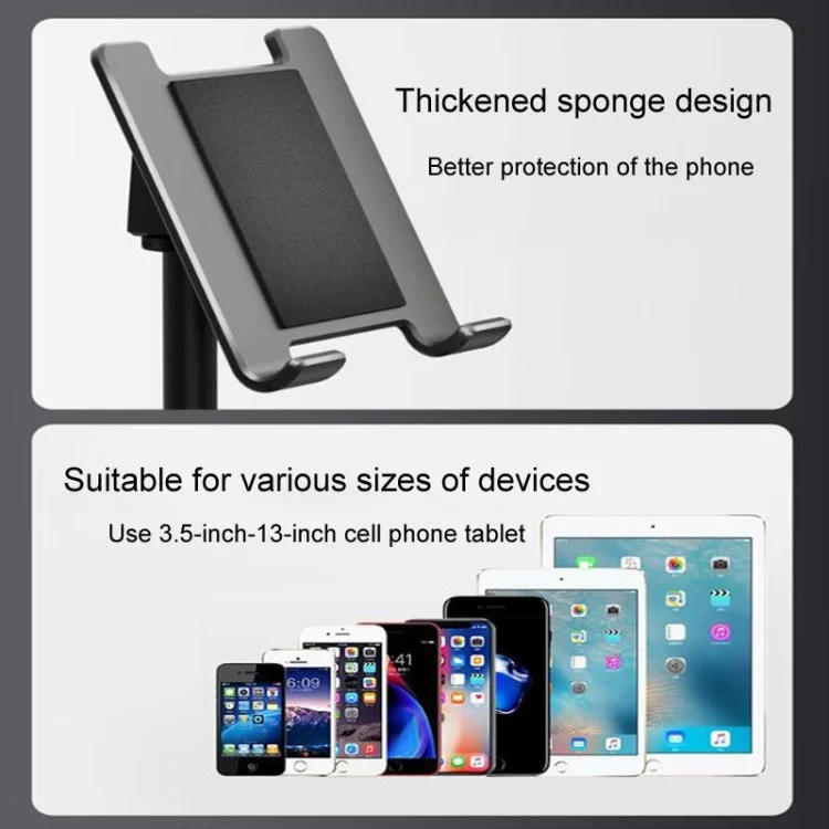 Y15 Universal Lazy Phone Stand with Dual Slots, Height Adjustable Tablet Holder for iPhone 16 / 16 Plus / 16 Pro / 16 Pro Max