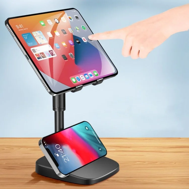 P1 Universal Tablet Stand Adjustable Height Desktop Phone Holder with Slot for iPhone 16 / 16 Plus / 16 Pro / 16 Pro Max