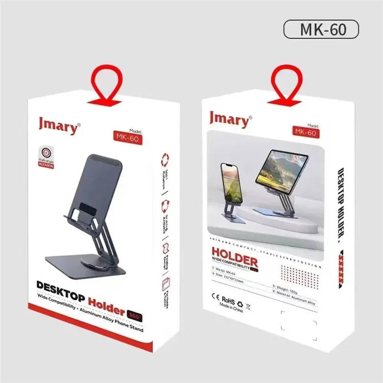 JMARY MK-60 Портативный настольный складной держатель для планшета Anti-Slip Mobile Phone Stand для iPhone 16 / 16 Plus / 16 Pro / 16 Pro Max