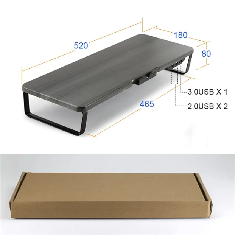 SLU Multifunktionsmonitor Riser-stand Mit Usb-anschluss, Laptop-desktop-halter - Leichte Holzfarbe