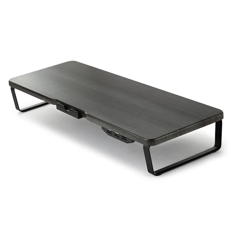 SLU Multi-Function Monitor Riser Stand with USB Port, Laptop Desktop Holder - Dark Wood Color